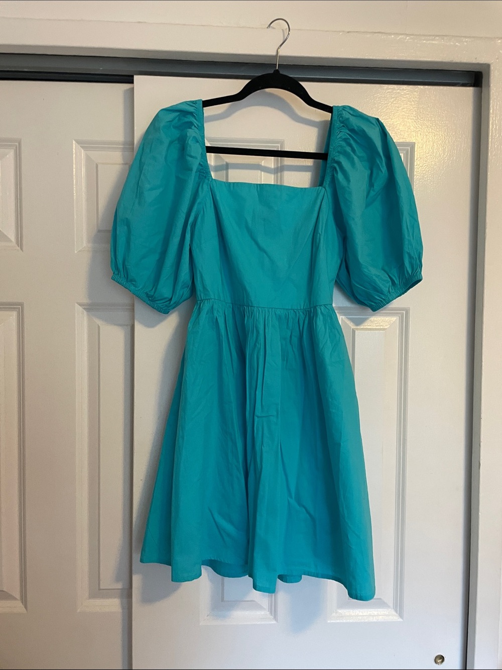 a new day Teal Puff-Sleeve Square Neck Dress
